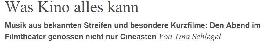 Artikel Konzert im Kino